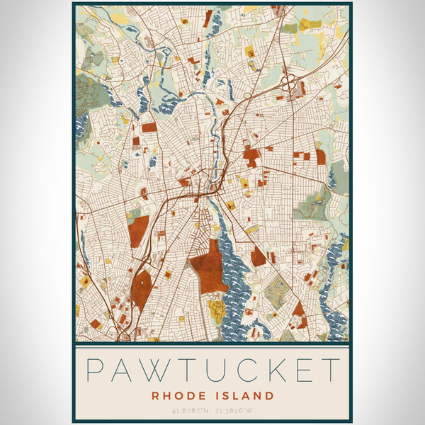 Pawtucket - Rhode Island Map Print in Woodblock