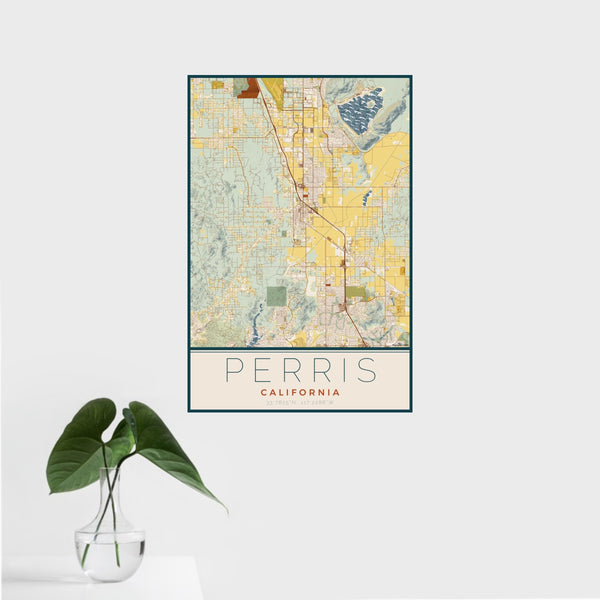 Perris - California Map Print in Woodblock