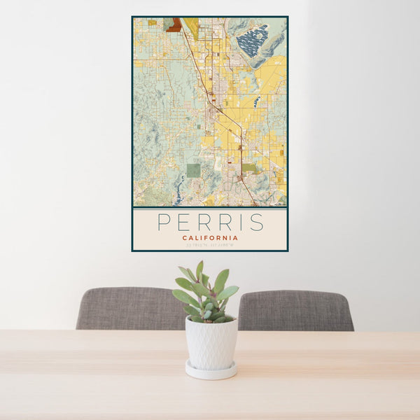 Perris - California Map Print in Woodblock