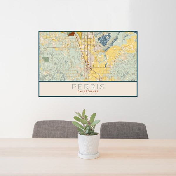 Perris - California Map Print in Woodblock