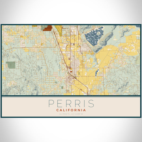 Perris - California Map Print in Woodblock