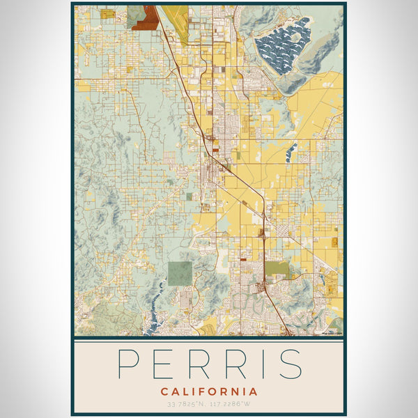 Perris - California Map Print in Woodblock
