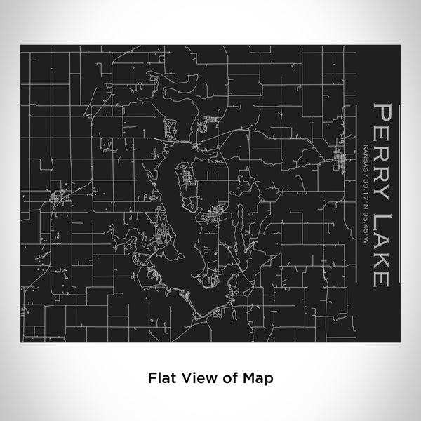 Rendered View of Perry Lake Kansas Map Engraving on 20oz Stainless Steel Insulated Bottle with Bamboo Top in Black