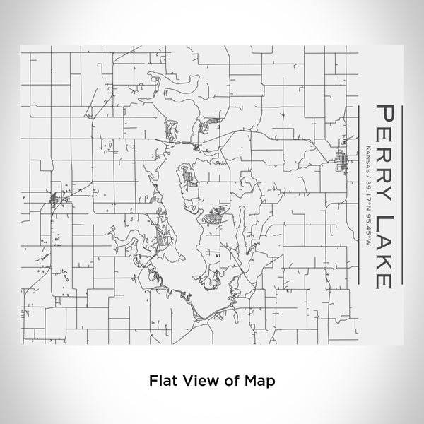 Rendered View of Perry Lake Kansas Map Engraving on 20oz Stainless Steel Insulated Bottle with Bamboo Top in White