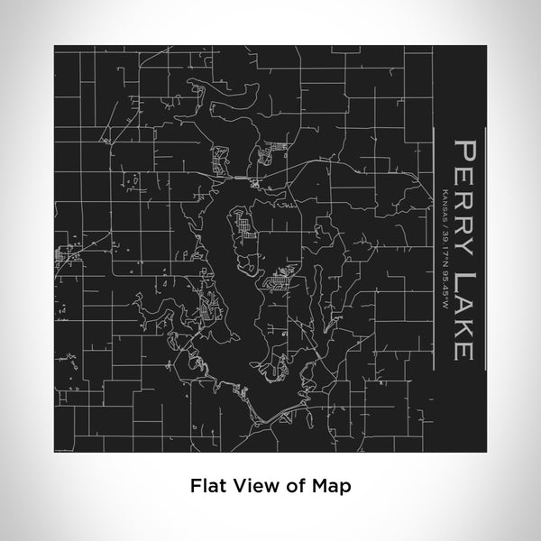 Rendered View of Perry Lake Kansas Map Engraving on 17oz Stainless Steel Insulated Tumbler in Black