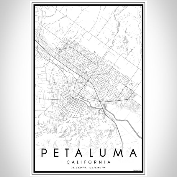 Petaluma California Map Print Portrait Orientation in Classic Style With Shaded Background