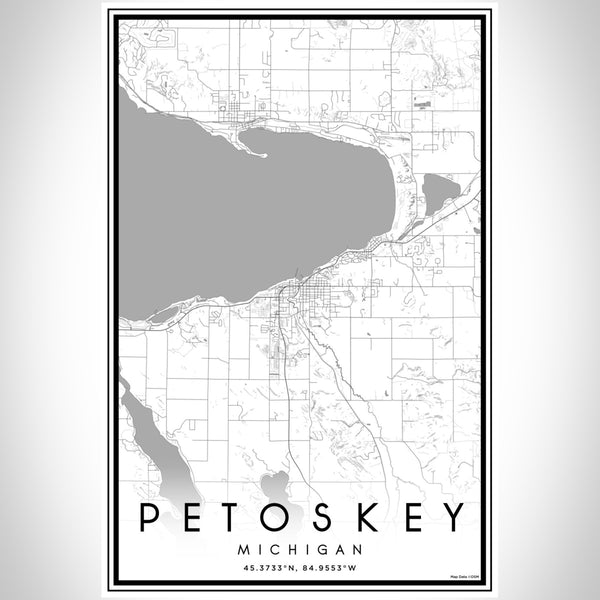 Petoskey Michigan Map Print Portrait Orientation in Classic Style With Shaded Background