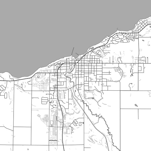 Petoskey Michigan Map Print in Classic Style Zoomed In Close Up Showing Details