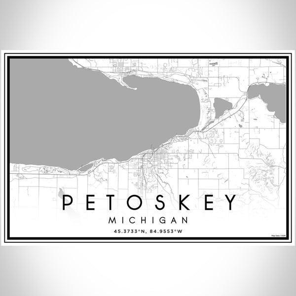 Petoskey Michigan Map Print Landscape Orientation in Classic Style With Shaded Background