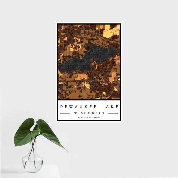 Pewaukee Lake - Wisconsin Map Print in Ember