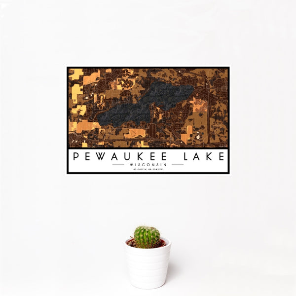 Pewaukee Lake - Wisconsin Map Print in Ember