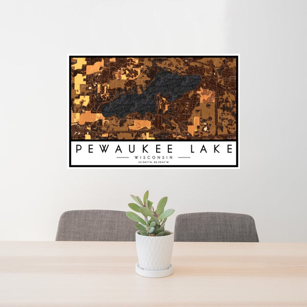 Pewaukee Lake - Wisconsin Map Print in Ember