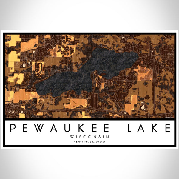 Pewaukee Lake - Wisconsin Map Print in Ember