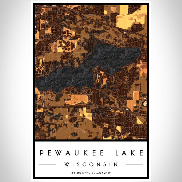 Pewaukee Lake - Wisconsin Map Print in Ember