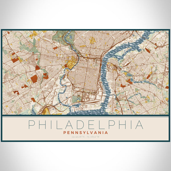 Philadelphia - Pennsylvania Map Print in Woodblock
