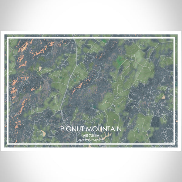 Pignut Mountain Virginia Map Print Landscape Orientation in Afternoon Style With Shaded Background