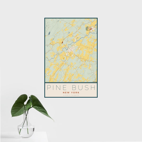 Pine Bush - New York Map Print in Woodblock