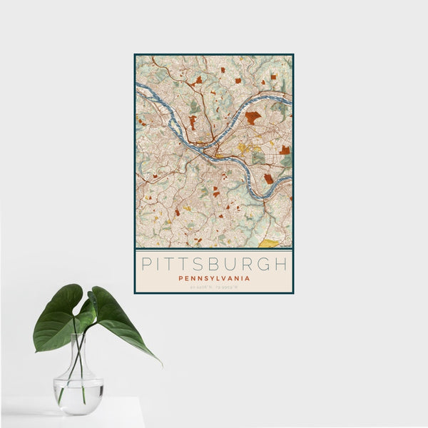 Pittsburgh - Pennsylvania Map Print in Woodblock