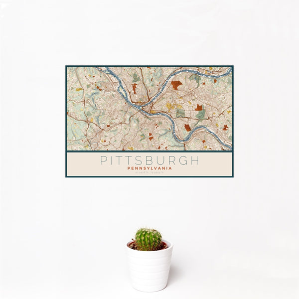 Pittsburgh - Pennsylvania Map Print in Woodblock