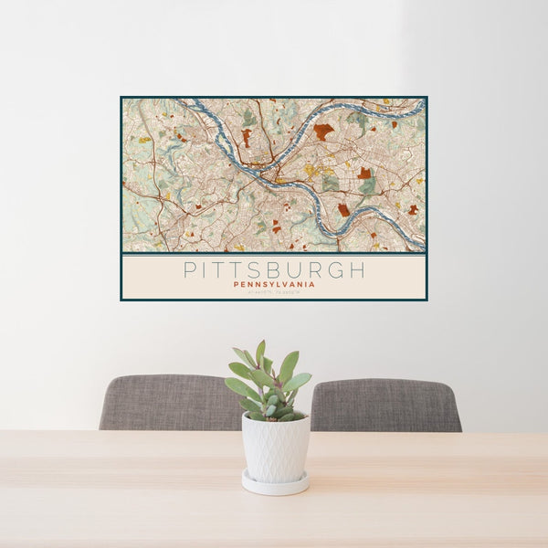 Pittsburgh - Pennsylvania Map Print in Woodblock