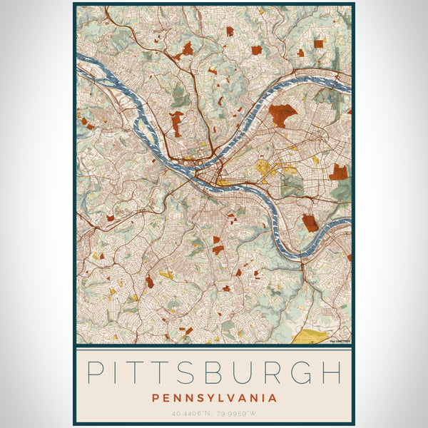 Pittsburgh - Pennsylvania Map Print in Woodblock