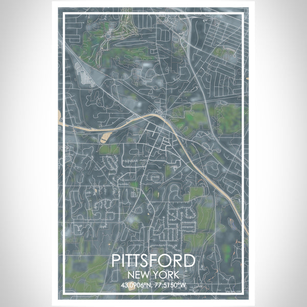Pittsford New York Map Print Portrait Orientation in Afternoon Style With Shaded Background
