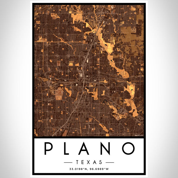 Plano - Texas Map Print in Ember