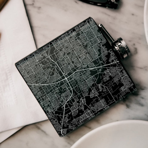 Plano - Texas Map Hip Flask in Matte Black
