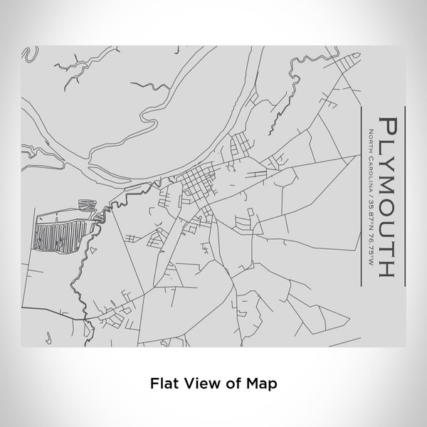 Rendered View of Plymouth North Carolina Map Engraving on 20oz Stainless Steel Insulated Bottle with Bamboo Top