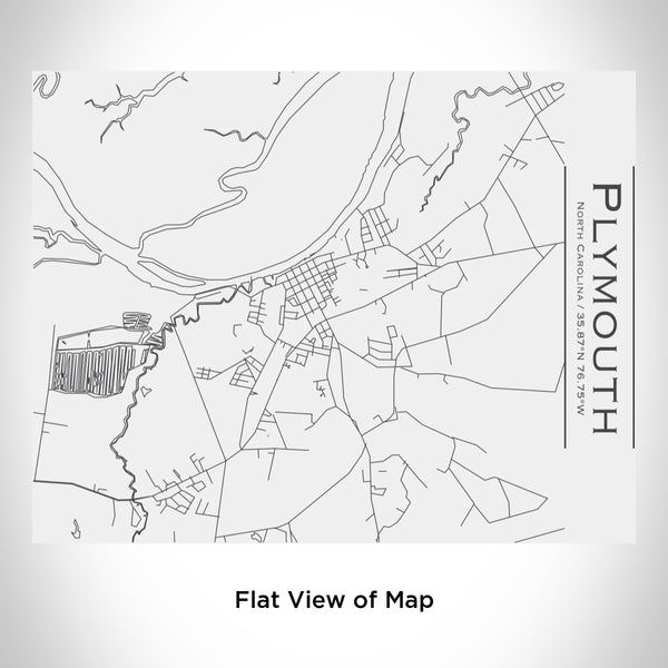 Rendered View of Plymouth North Carolina Map Engraving on 20oz Stainless Steel Insulated Bottle with Bamboo Top in White