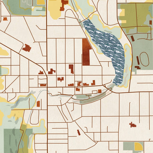 Plymouth - Wisconsin Map Print in Woodblock