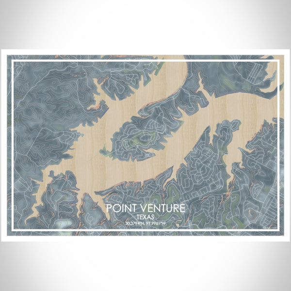 Point Venture Texas Map Print Landscape Orientation in Afternoon Style With Shaded Background