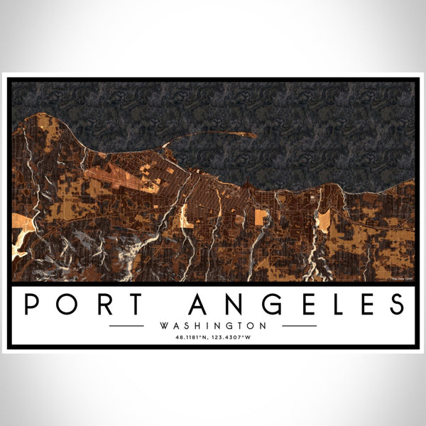 Port Angeles - Washington Map Print in Ember