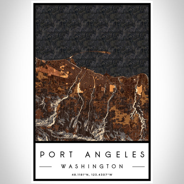 Port Angeles - Washington Map Print in Ember