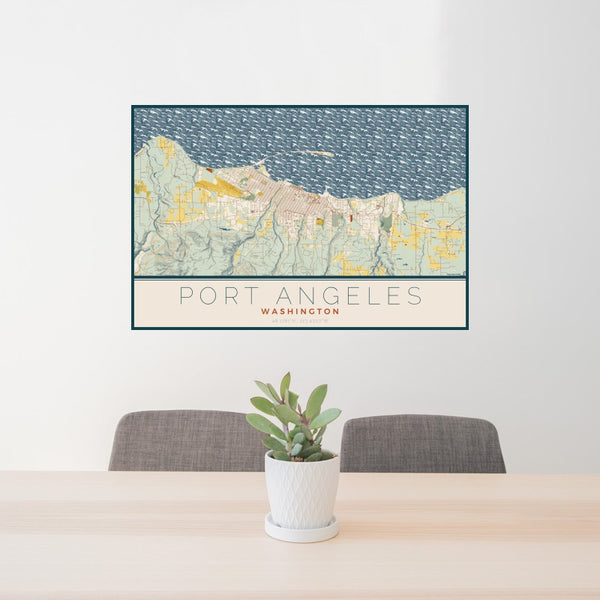 Port Angeles - Washington Map Print in Woodblock