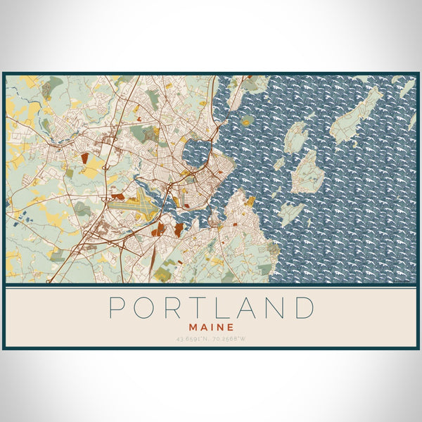 Portland - Maine Map Print in Woodblock