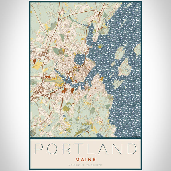 Portland - Maine Map Print in Woodblock