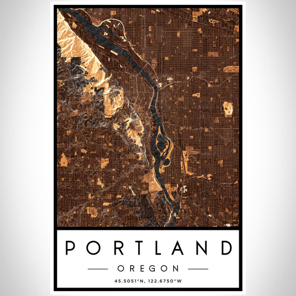 Portland - Oregon Map Print in Ember