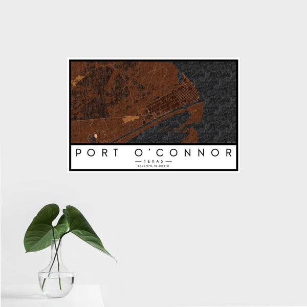 Port O'Connor - Texas Map Print in Ember