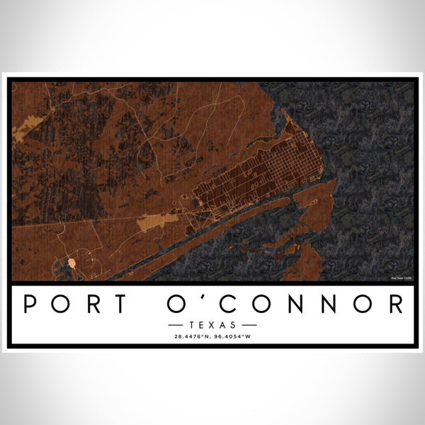 Port O'Connor - Texas Map Print in Ember