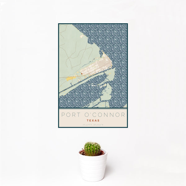 Port O'Connor - Texas Map Print in Woodblock