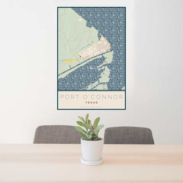 Port O'Connor - Texas Map Print in Woodblock