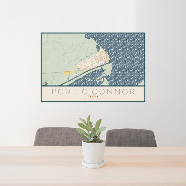 Port O'Connor - Texas Map Print in Woodblock