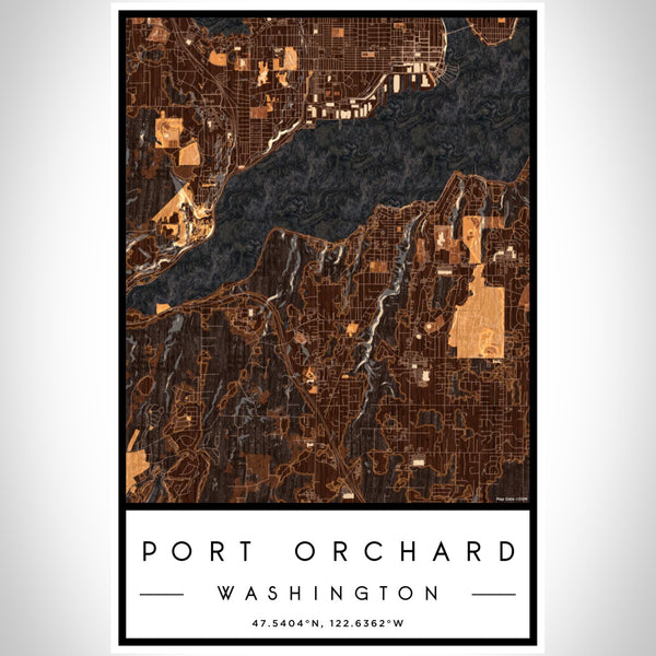 Port Orchard - Washington Map Print in Ember