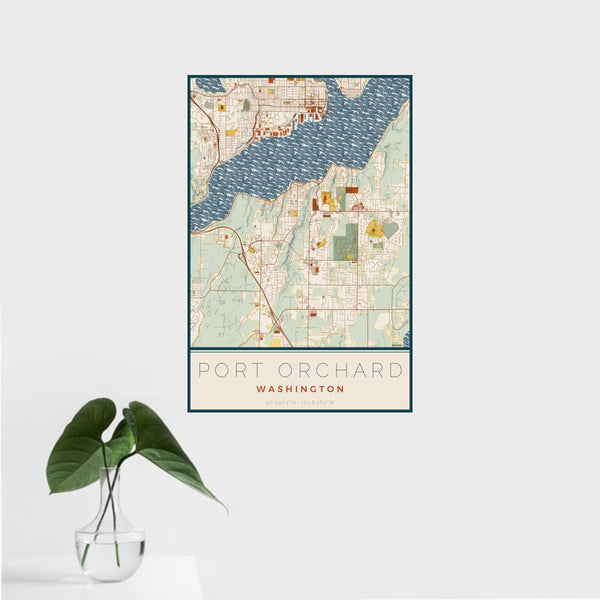 Port Orchard - Washington Map Print in Woodblock