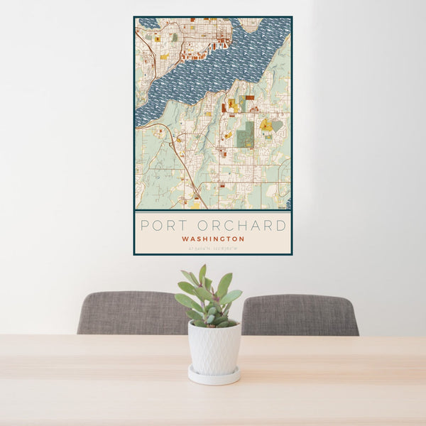 Port Orchard - Washington Map Print in Woodblock
