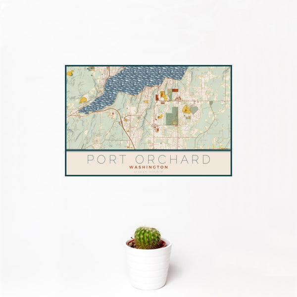 Port Orchard - Washington Map Print in Woodblock