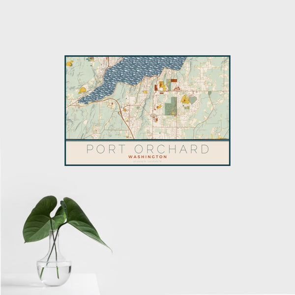 Port Orchard - Washington Map Print in Woodblock