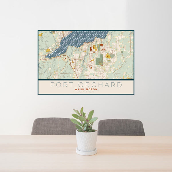 Port Orchard - Washington Map Print in Woodblock