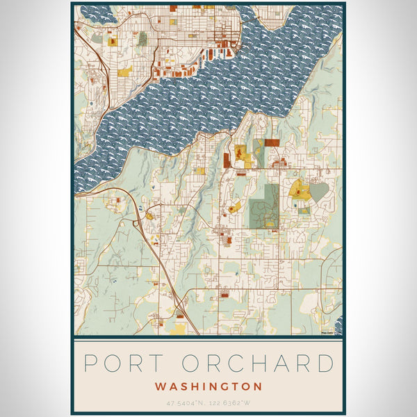 Port Orchard - Washington Map Print in Woodblock